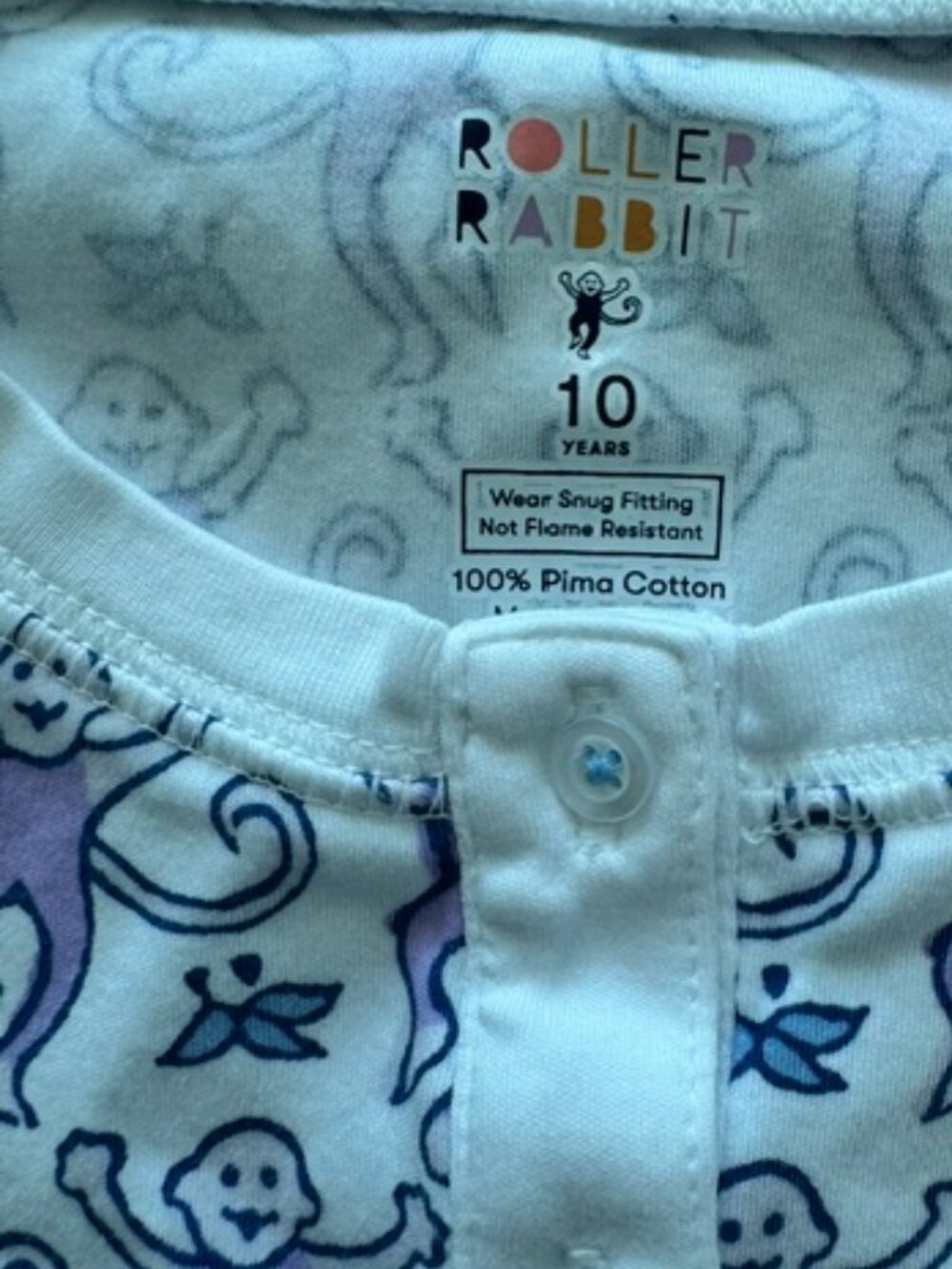 NWOT ROLLER RABBIT Kids 10 Pajama Set Monkey Purple Lavender - Picture 4 of 4